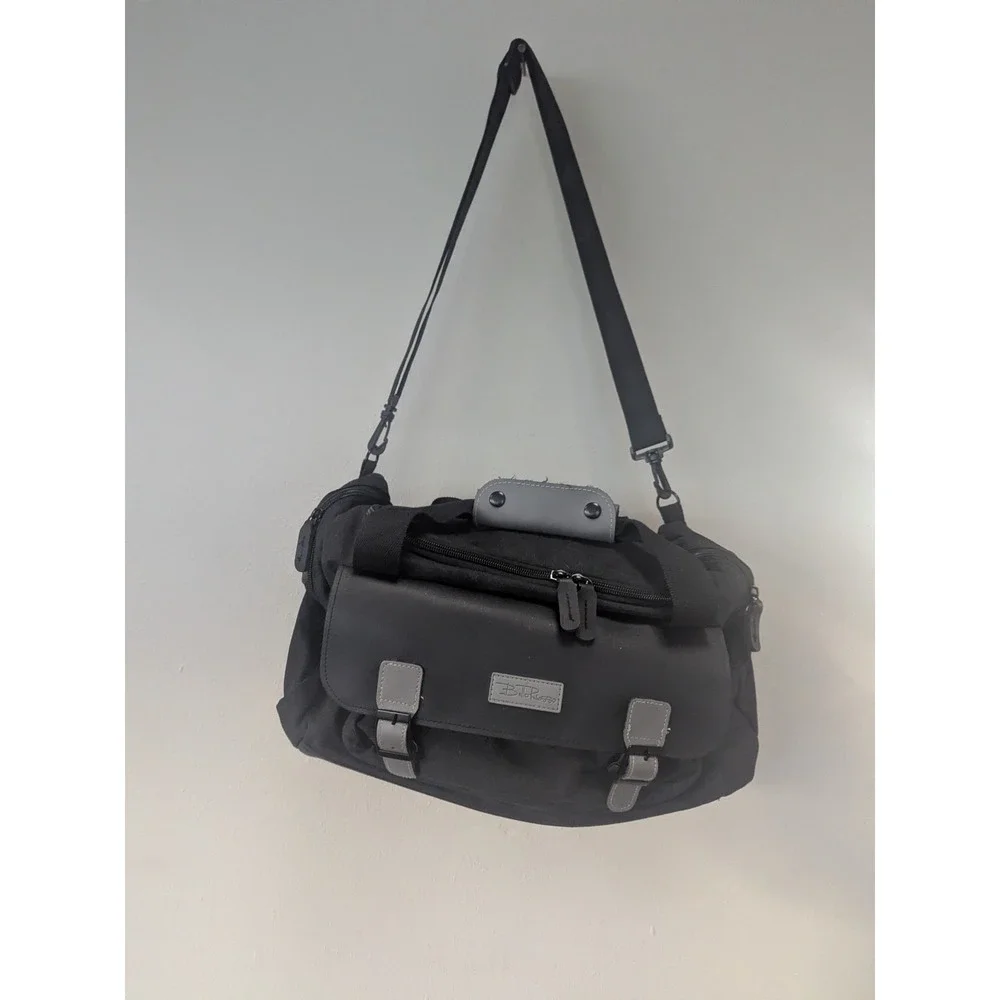 Bellaruso Black Canvas Duffel Bag Travel Weekender Shoulder Strap